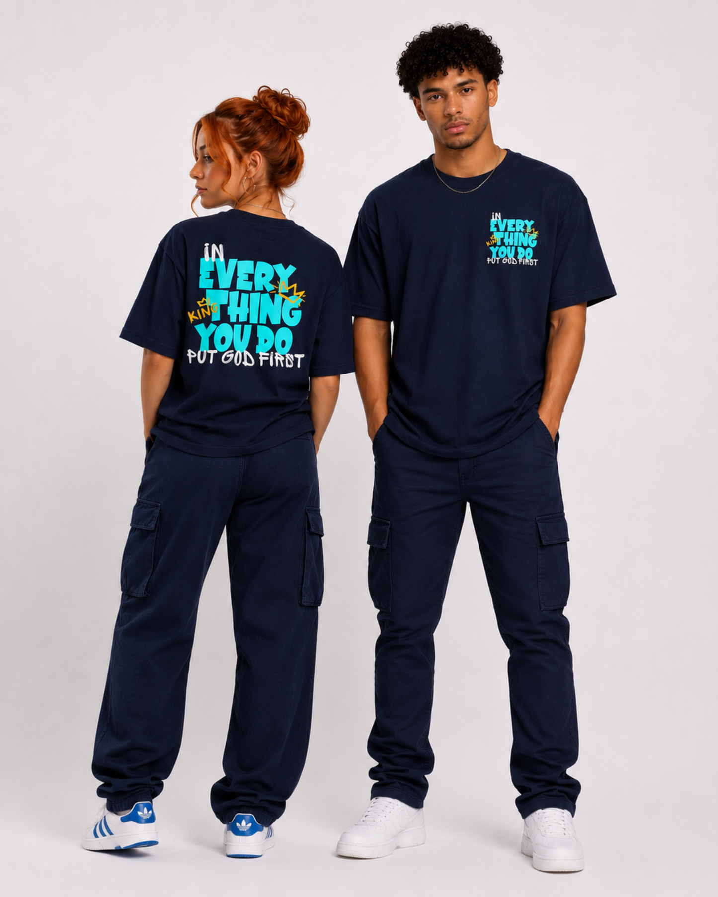 M.A.D Apparel Ltd Tees Put God First Classic Navy Faith T-shirt