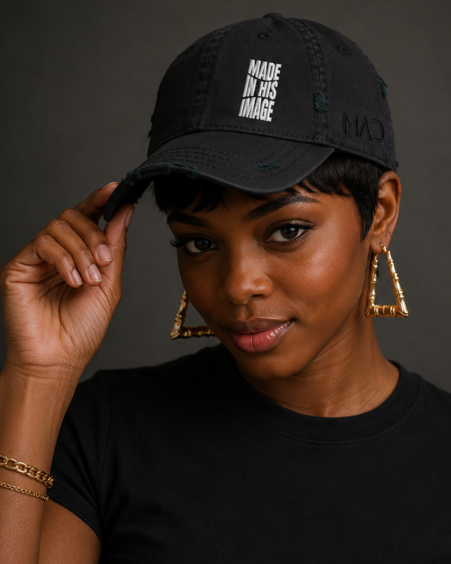 M.A.D Apparel Made In His Image Distressed Christian Dad Hat
